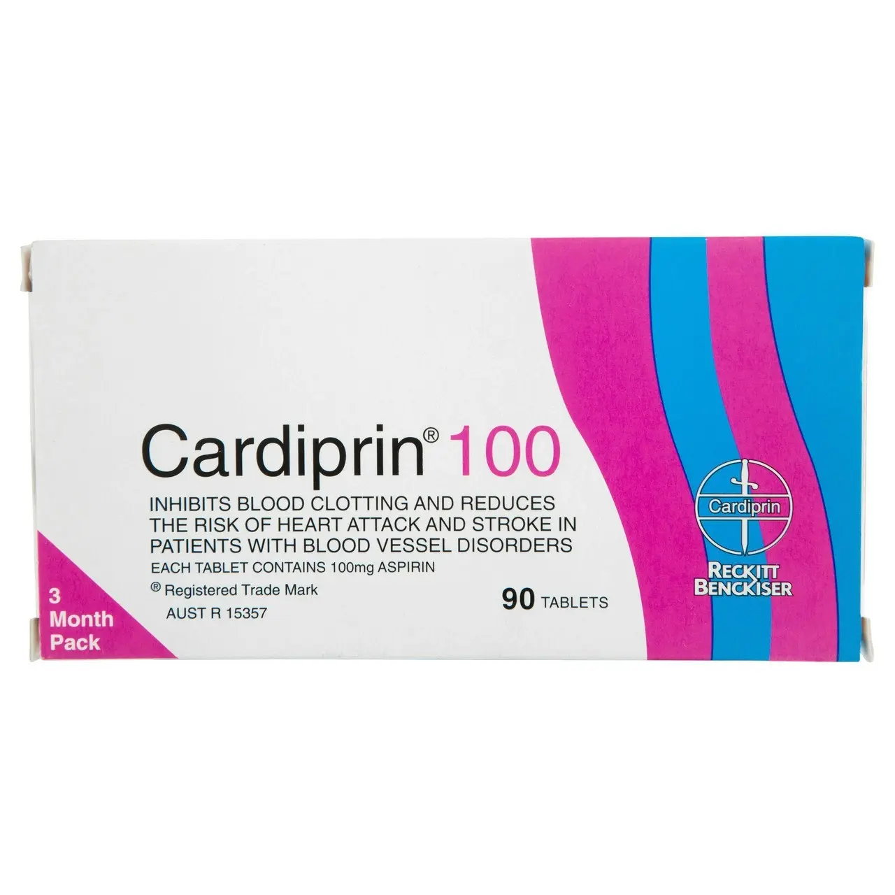 Cardiprin Blood Clotting Reduction Tablets 100mg Aspirin 90 pack