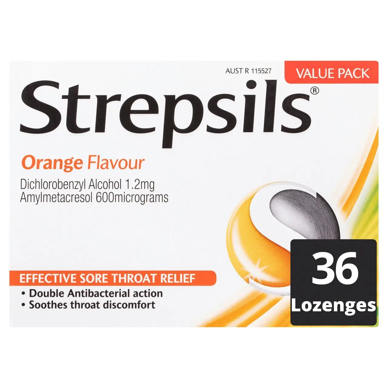 Strepsils Sore Throat Relief Orange 36 Pack