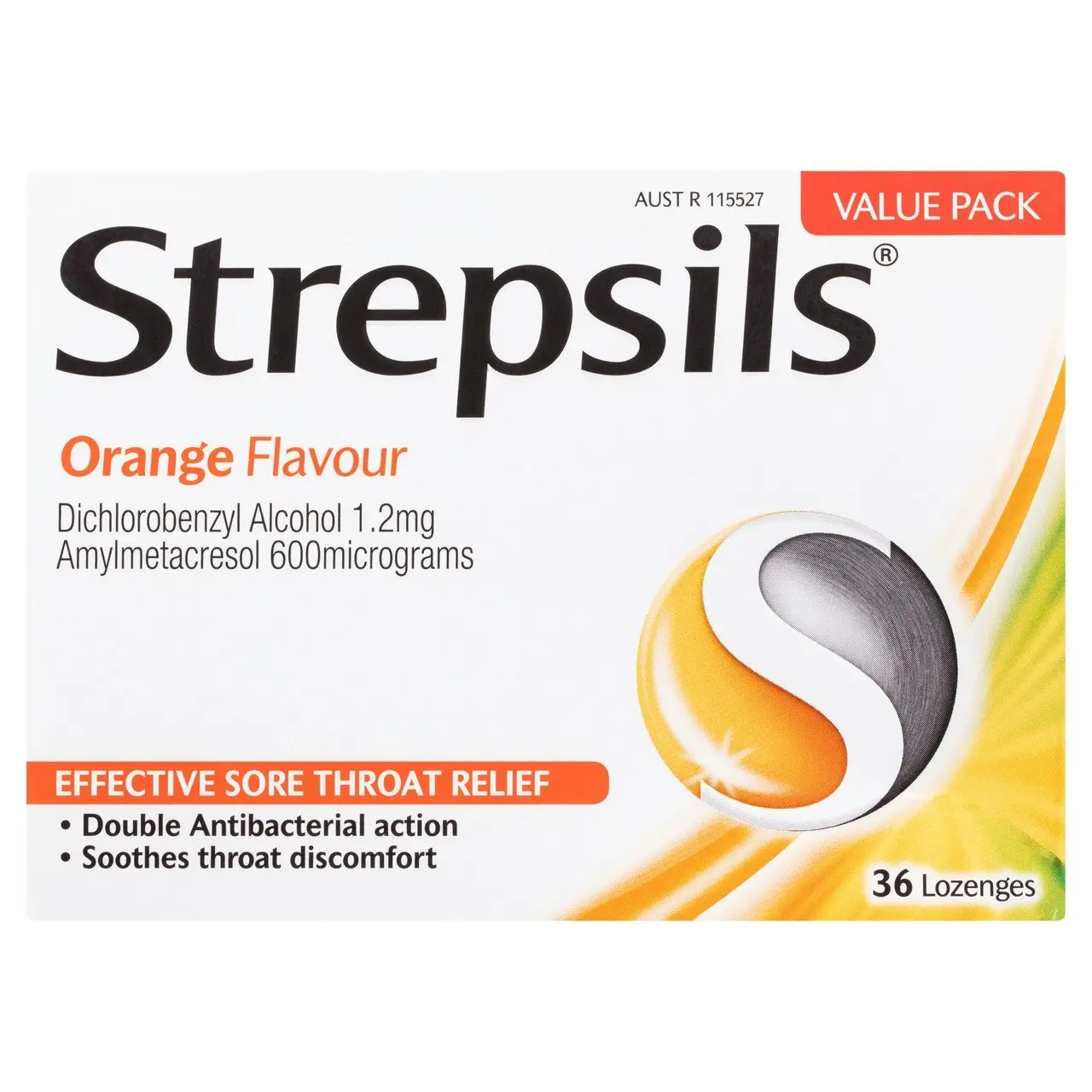 Strepsils Sore Throat Relief Orange 36 Pack