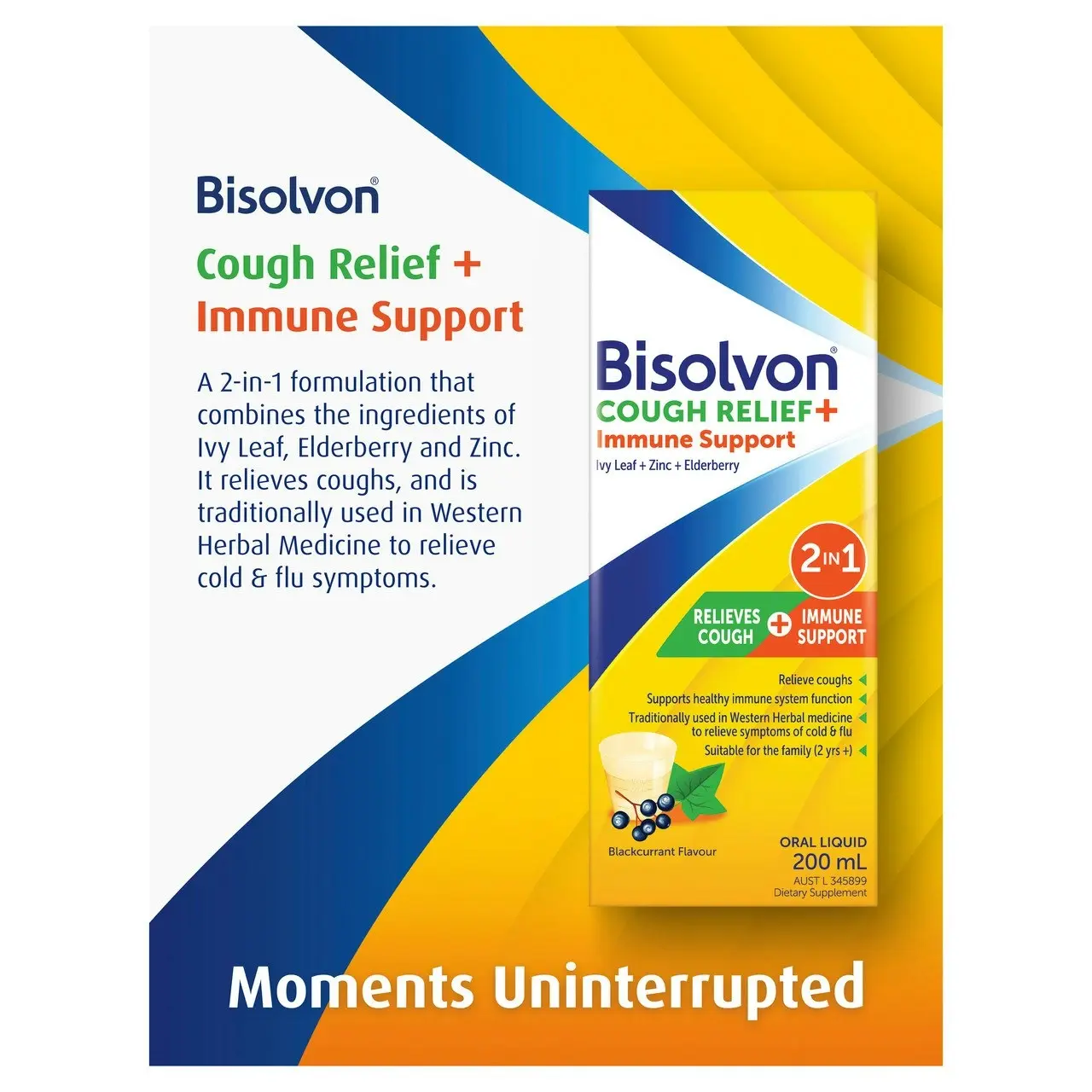 Bisolvon Cough Relief + Immune Support 200ml