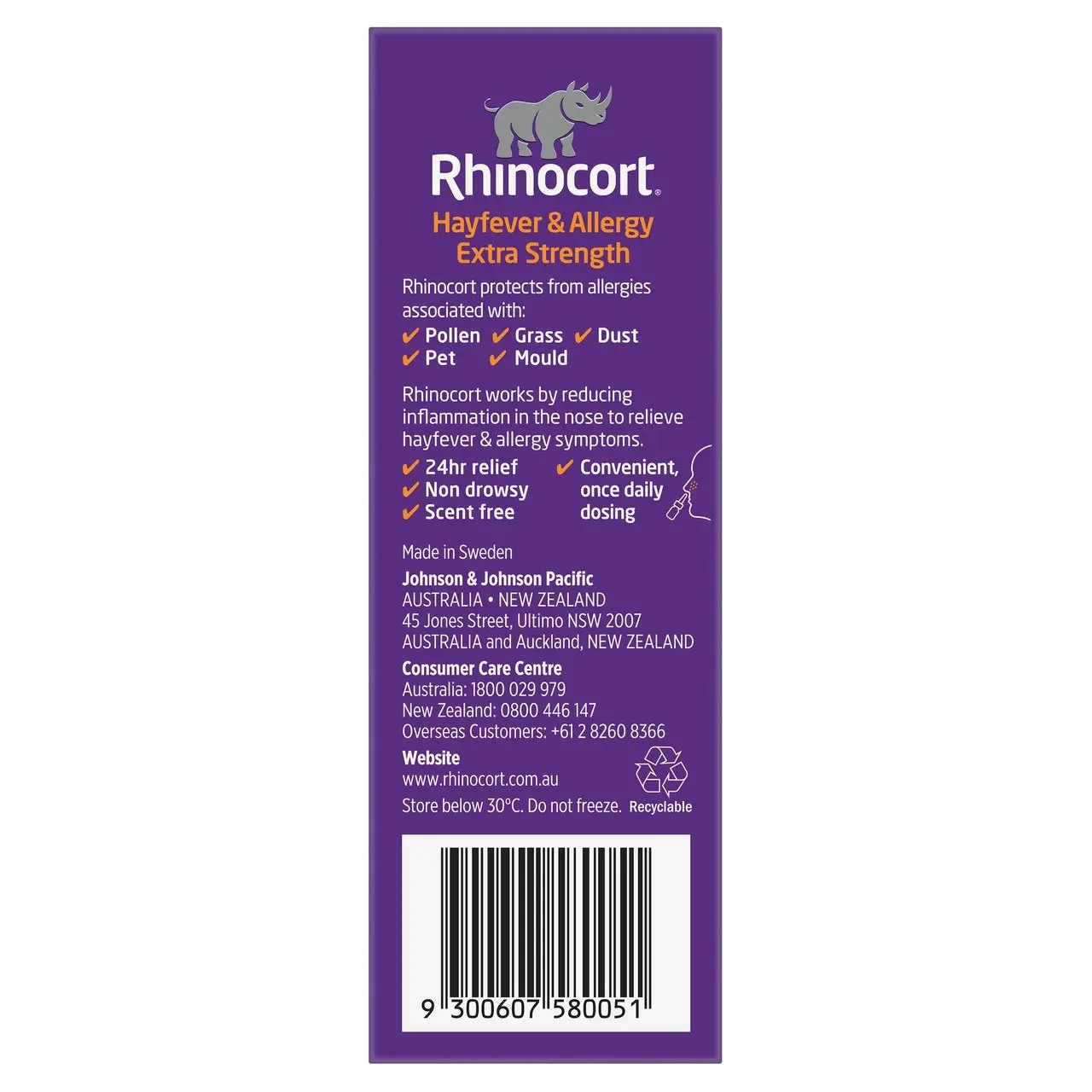 Rhinocort Extra Strength Non-Drowsy 24 Hour Hayfever & Allergy Relief Nasal Spray 120 Sprays