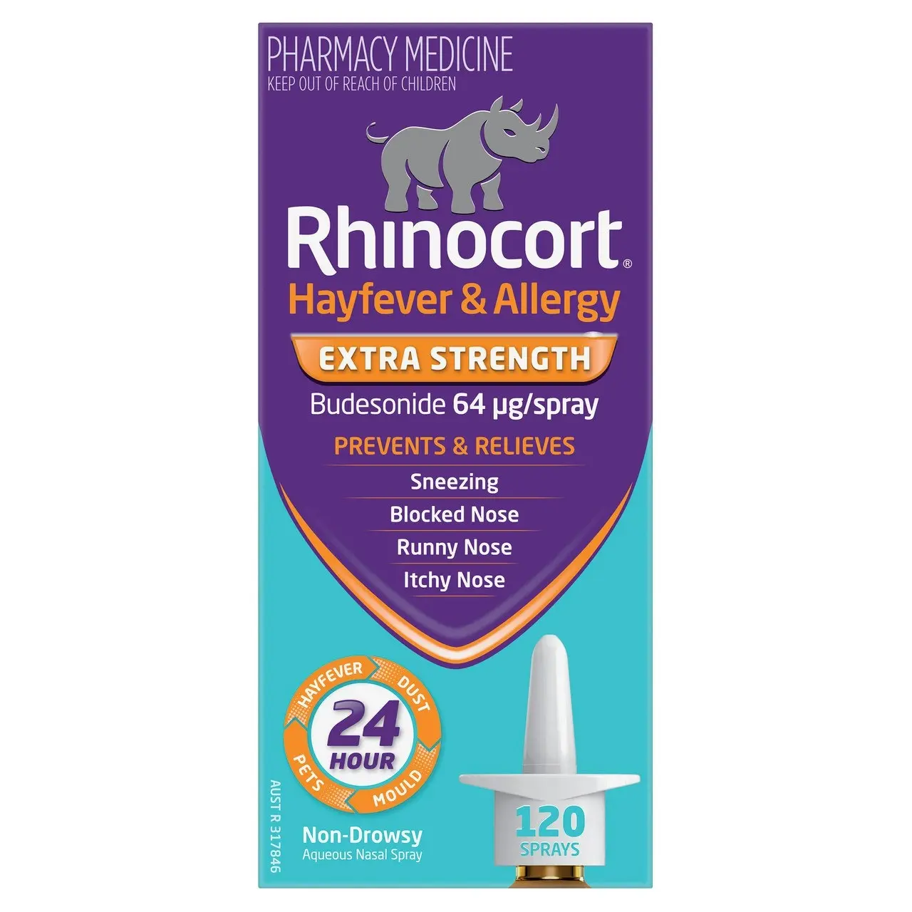 Rhinocort Extra Strength Non-Drowsy 24 Hour Hayfever & Allergy Relief Nasal Spray 120 Sprays