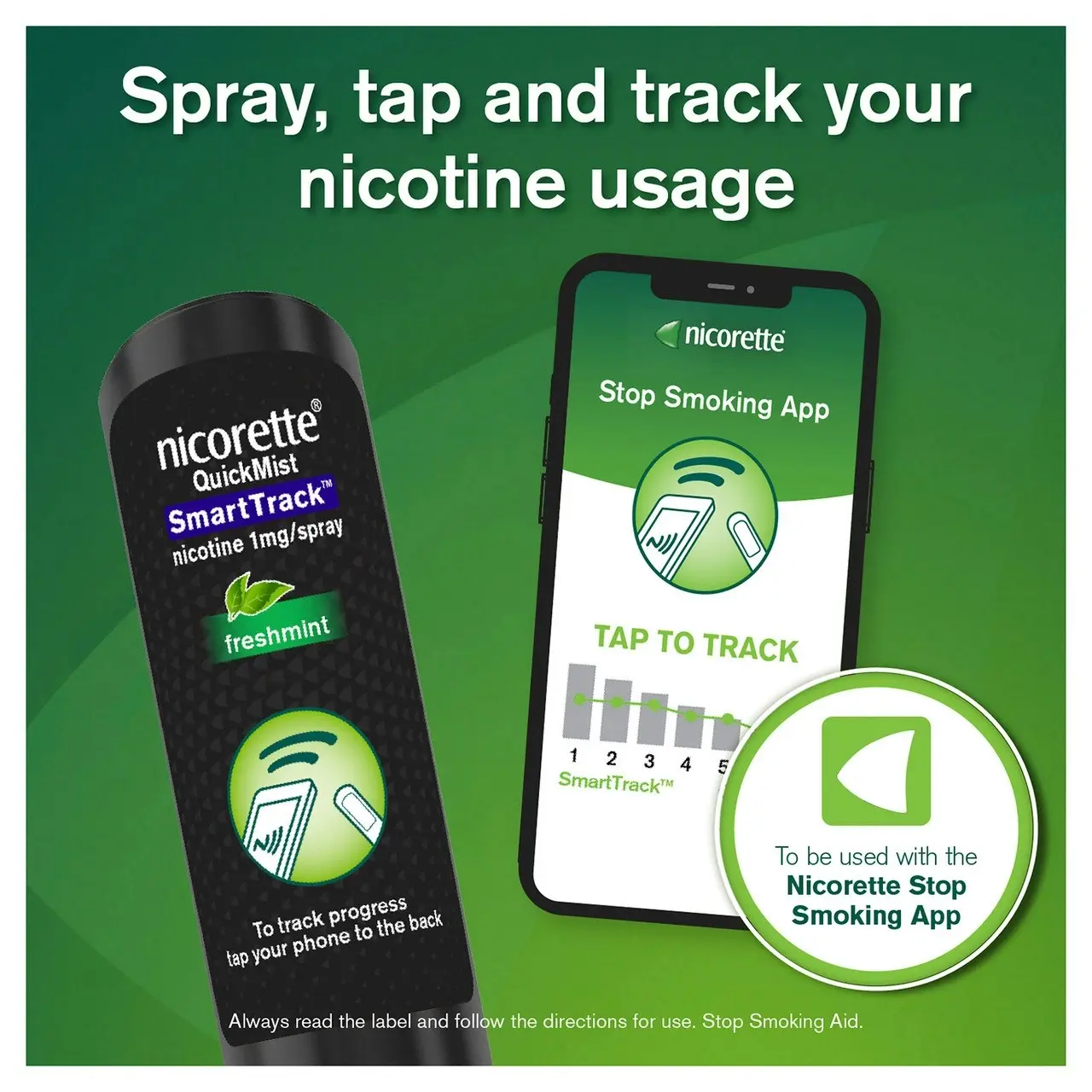 Nicorette Quit Smoking QuickMist SmartTrack Nicotine Mouth Spray Freshmint 150 Pack