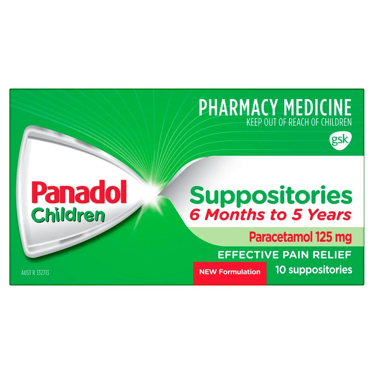 Panadol Children Suppositories 6 Months - 5 Years, 125mg 10 Pack