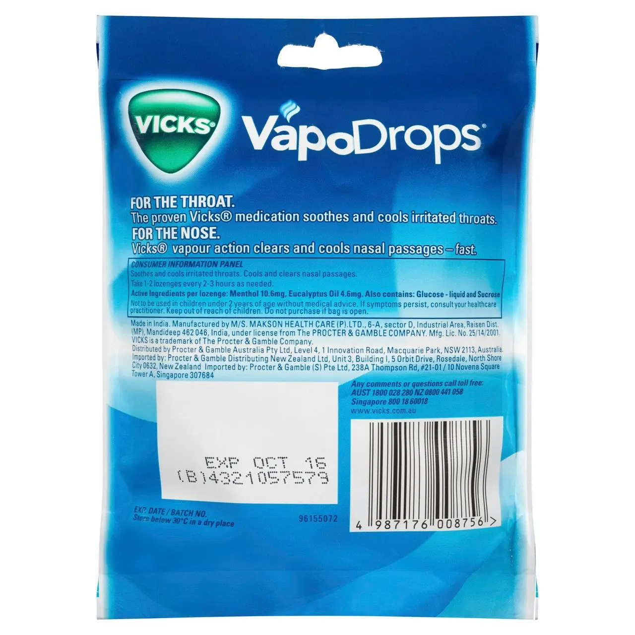 Vicks VapoDrops Original Menthol 24 Lozenges - Cough & Cold