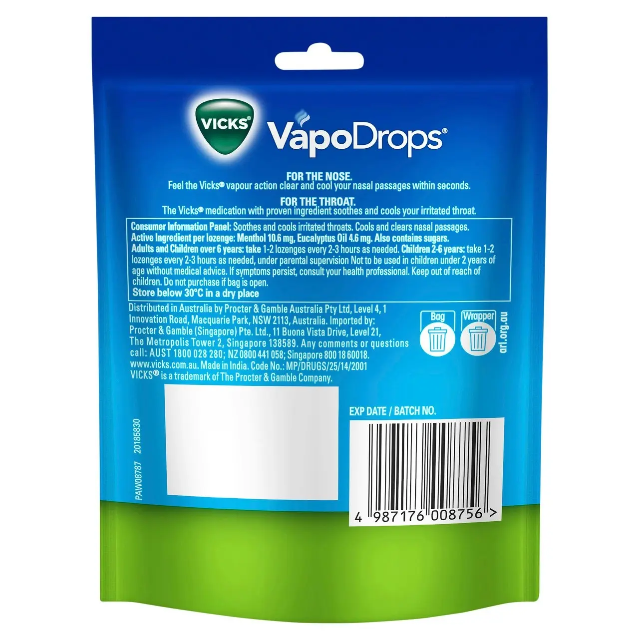 Vicks VapoDrops Original Menthol 24 Lozenges - Cough & Cold