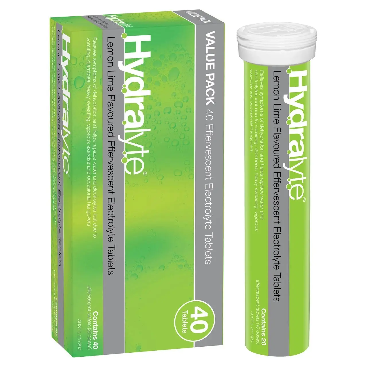 Hydralyte Effervescent Electrolyte Tablets Lemon Lime Flavoured 40 Tablets