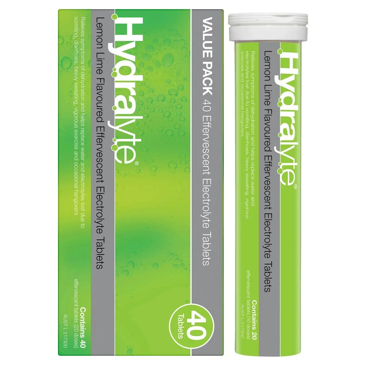 Hydralyte Effervescent Electrolyte Tablets Lemon Lime Flavoured 40 Tablets