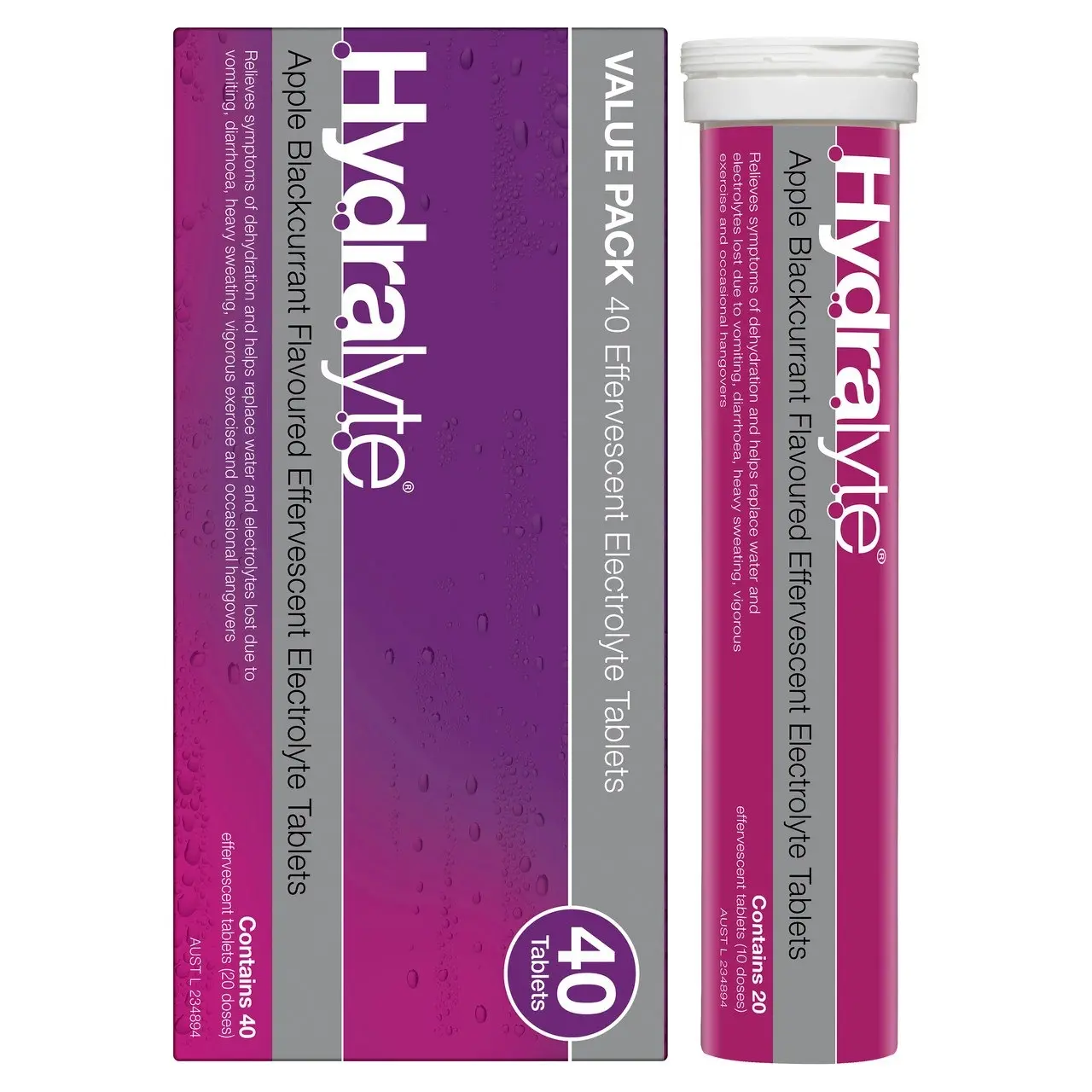 Hydralyte Effervescent Electrolyte Tablets Apple Blackcurrant Flavoured 40 Tablets