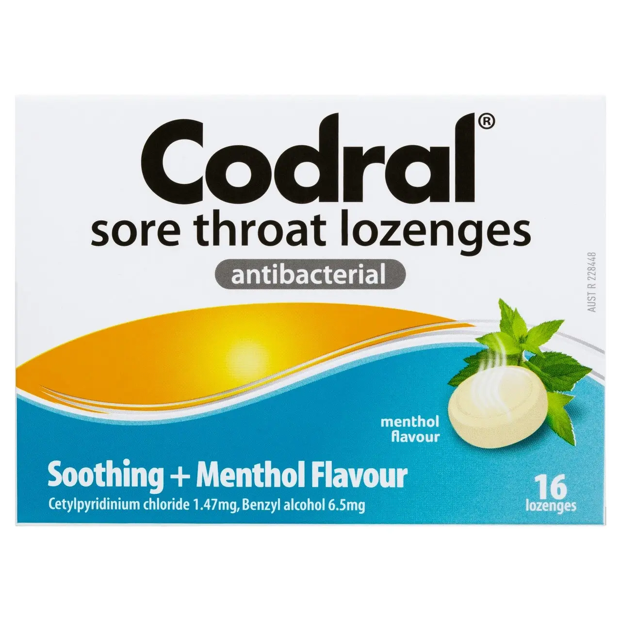 CODRAL Sore Throat Relief Lozenges Antibacterial Menthol 16 Pack