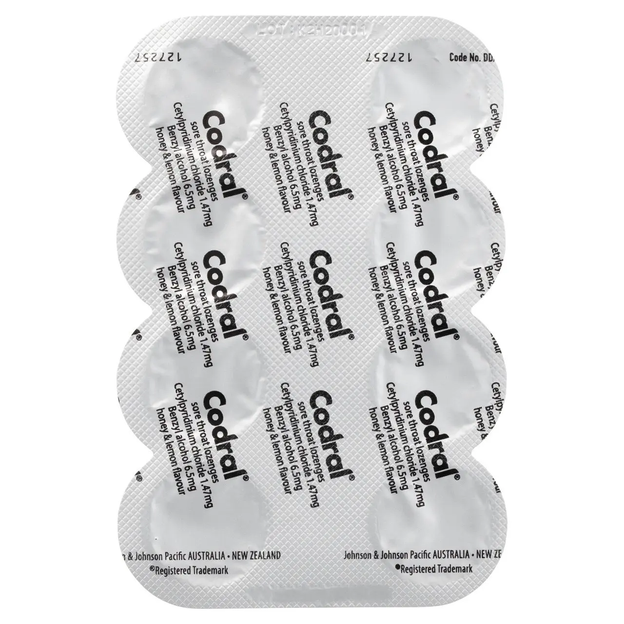 CODRAL Sore Throat Relief Lozenges Antibacterial Honey & Lemon 16 Pack