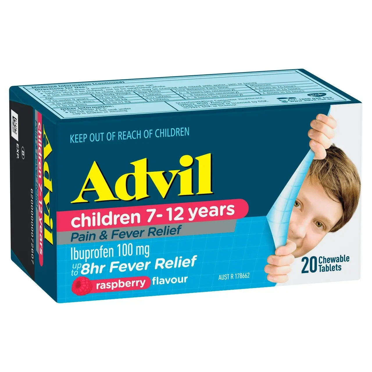 Advil Children 7-12 Years Chewable Raspberry 20 Tablets