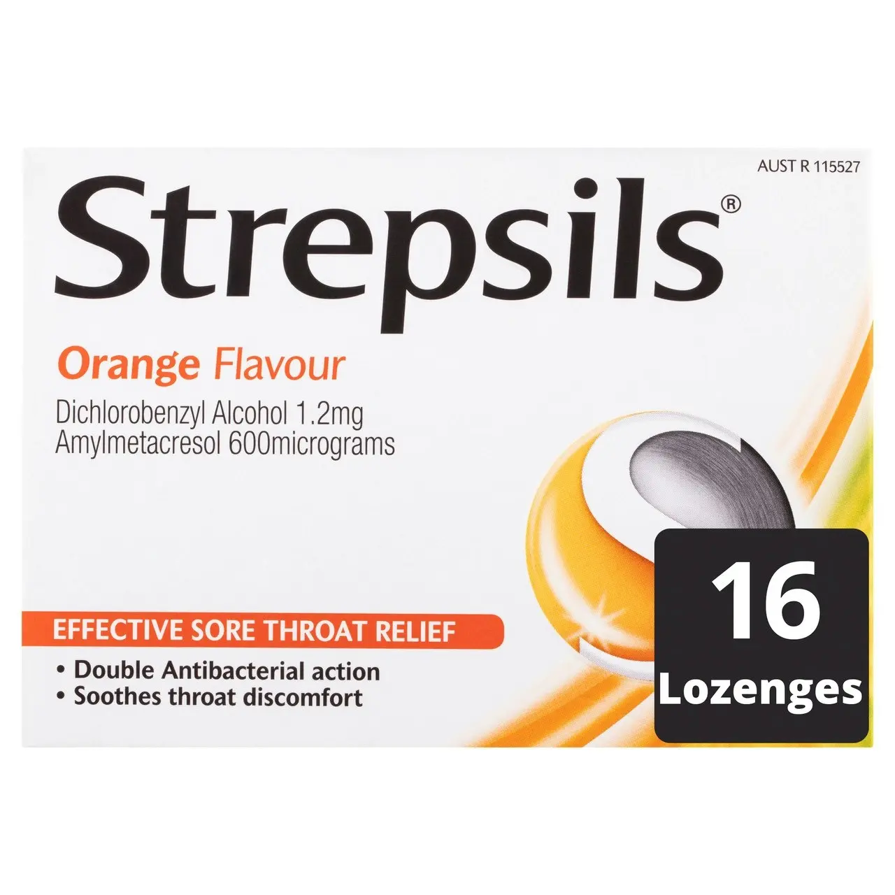 Strepsils Sore Throat Relief Orange 16 Pack