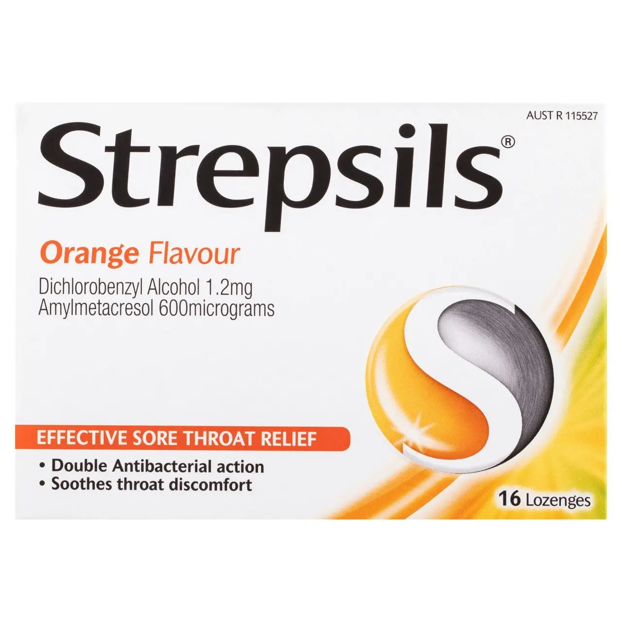 Strepsils Sore Throat Relief Orange 16 Pack