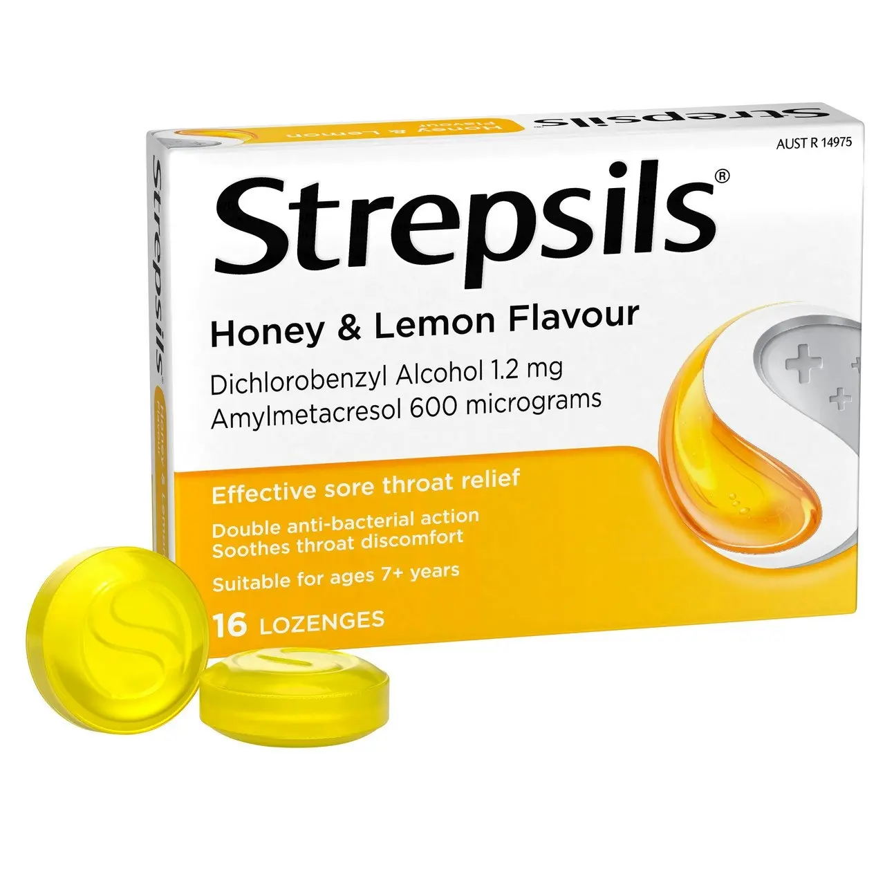 Strepsils Sore Throat Relief Honey & Lemon 16 Pack