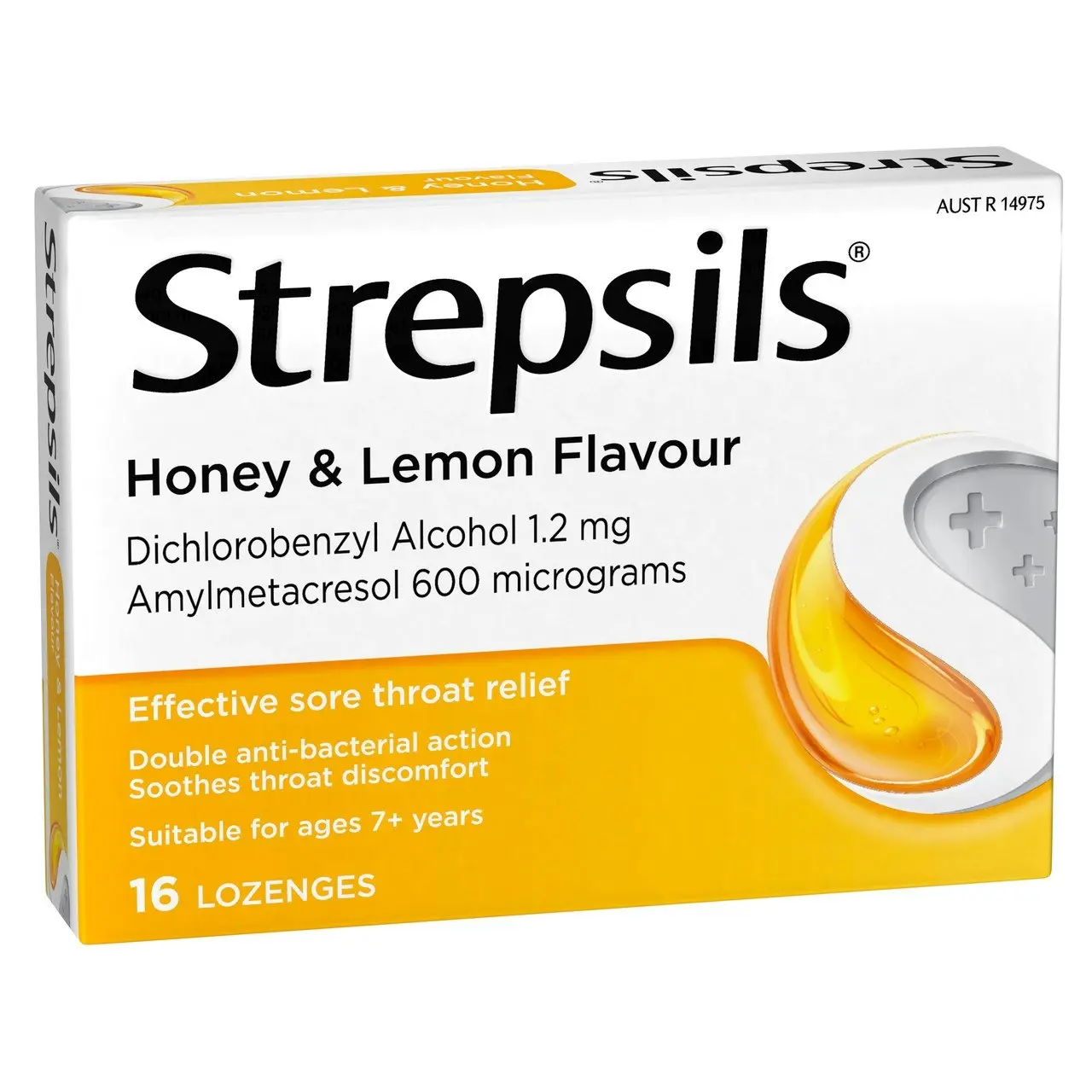 Strepsils Sore Throat Relief Honey & Lemon 16 Pack