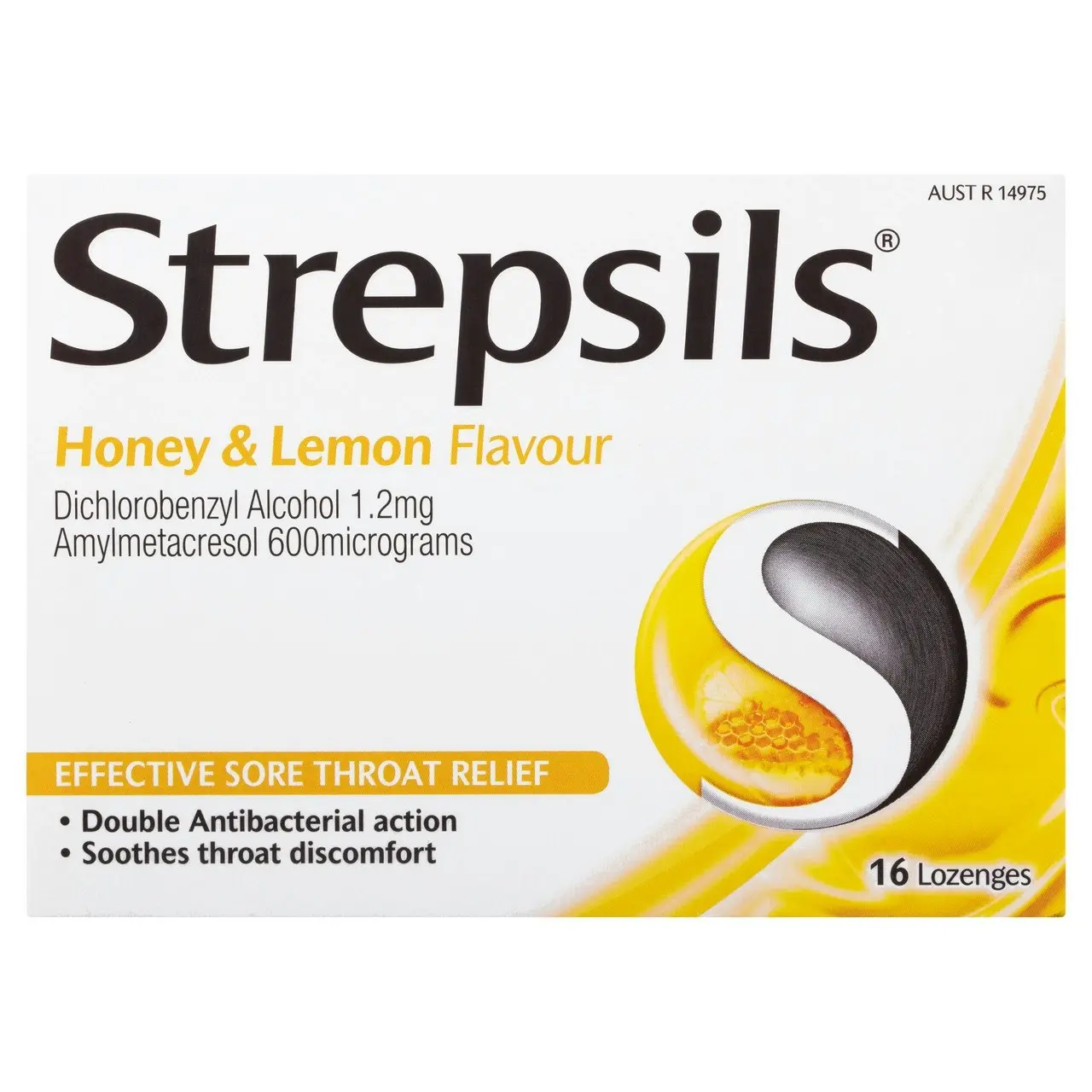 Strepsils Sore Throat Relief Honey & Lemon 16 Pack