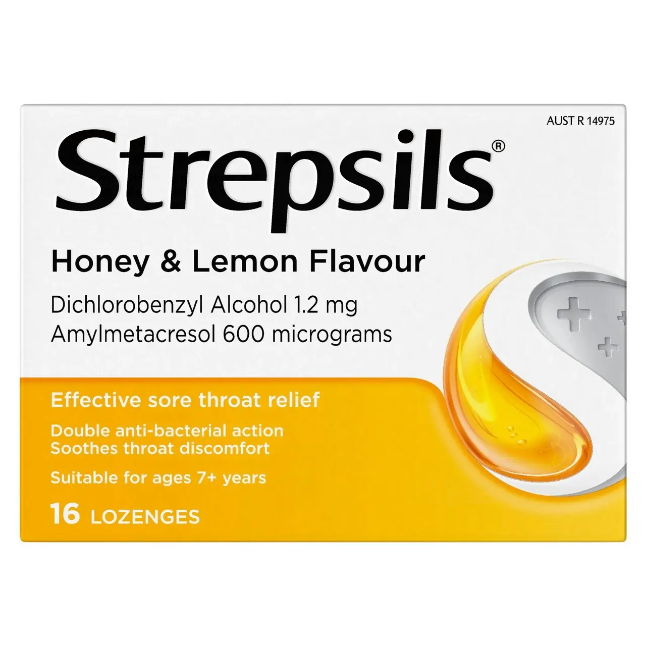 Strepsils Sore Throat Relief Honey & Lemon 16 Pack