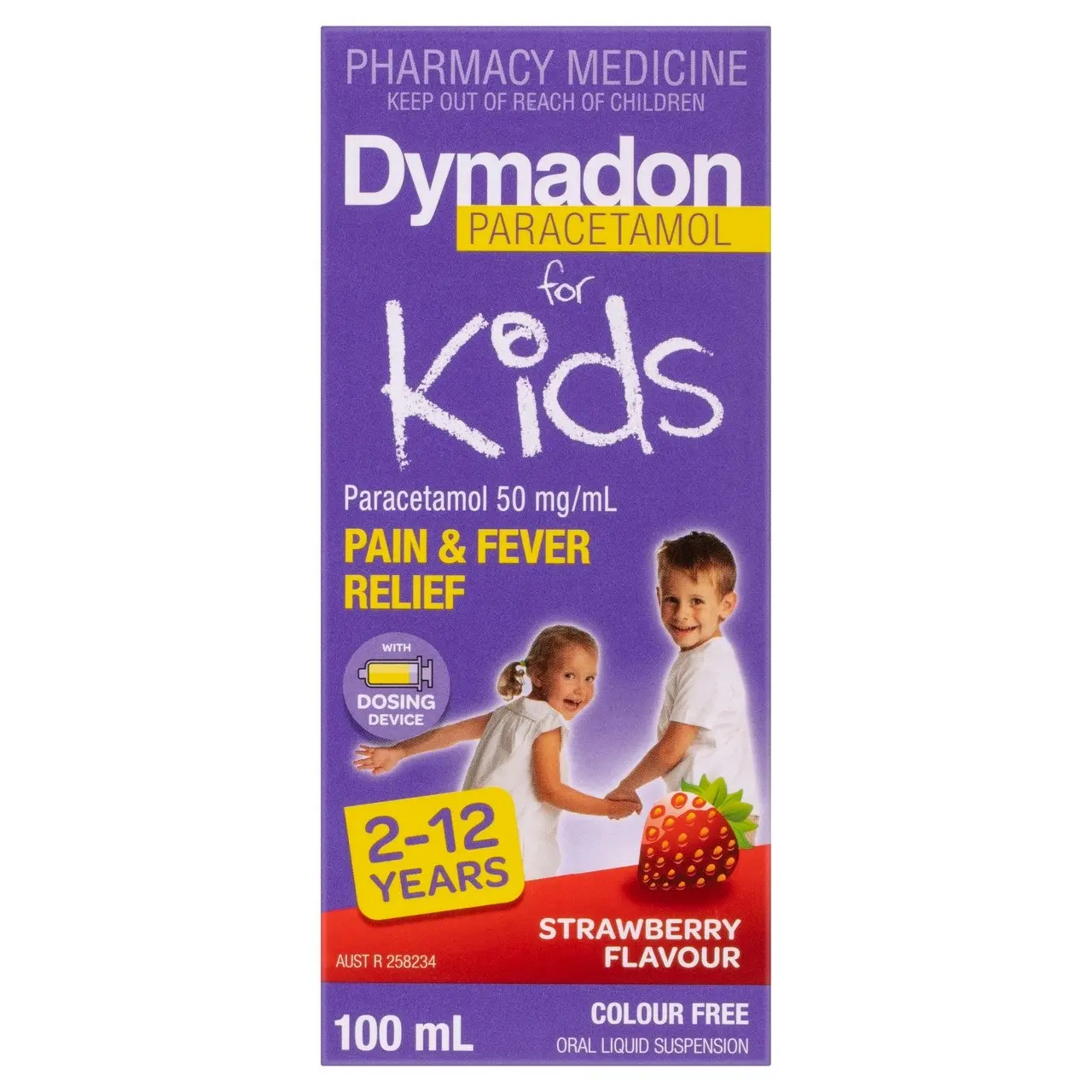 Dymadon Paracetamol for Kids 2-12yrs STRAWBERRY 100mL