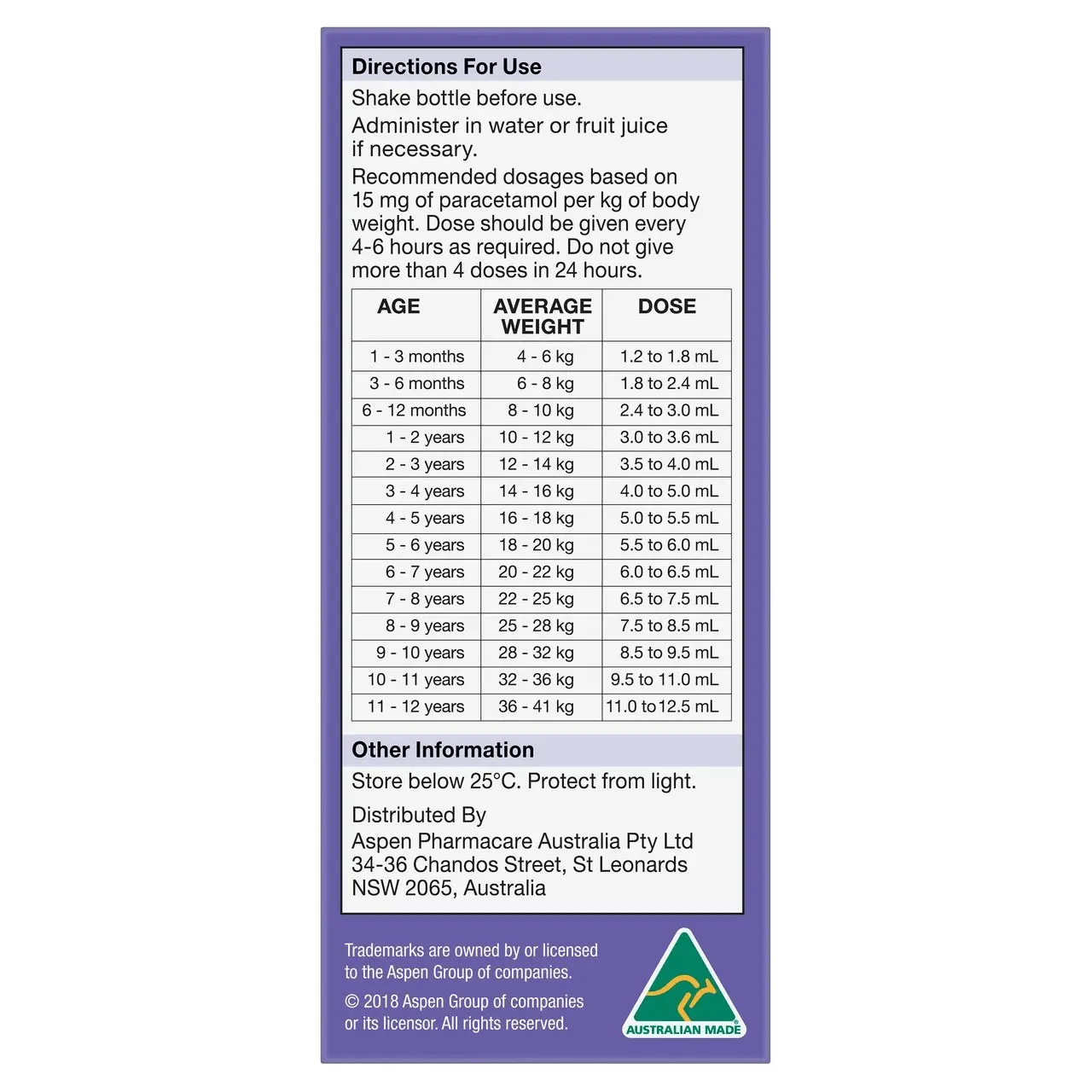 Dymadon Paracetamol for Kids 2-12yrs ORANGE 100mL