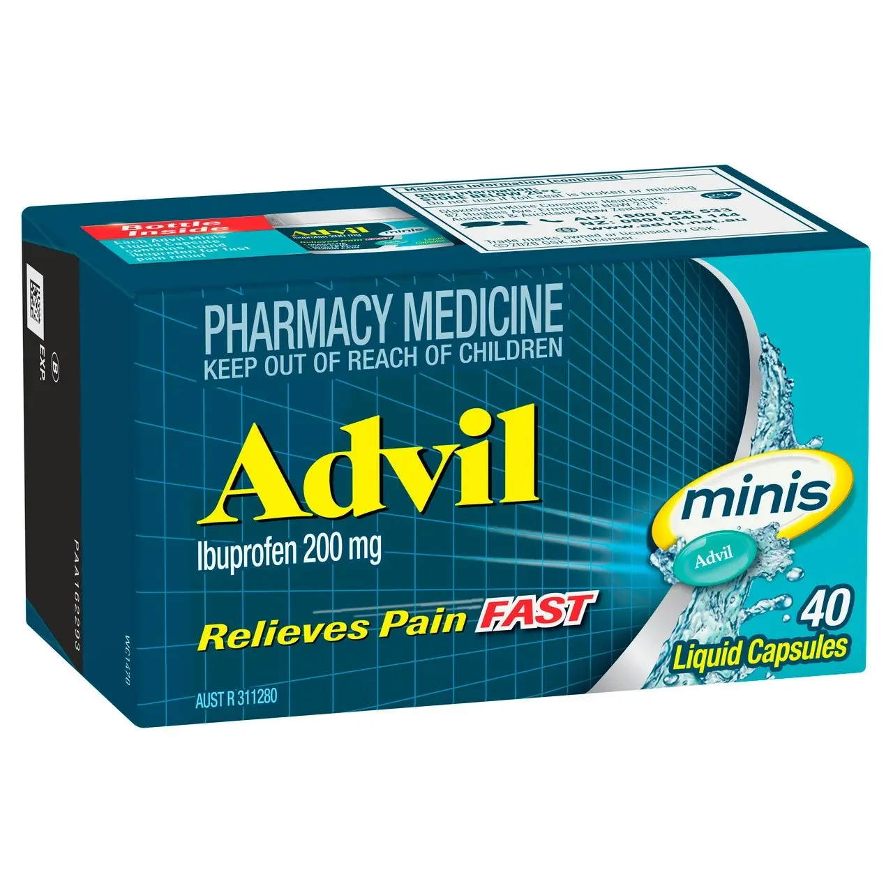 Advil Minis Liquid Capsules for Fast & Effective Pain Relief 200mg Ibuprofen 40 Pack