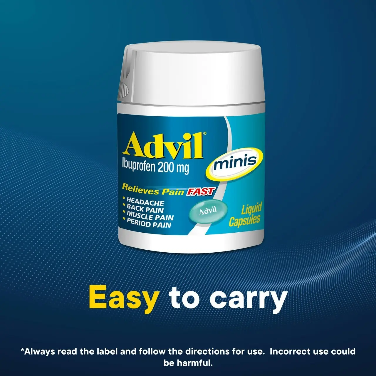 Advil Minis Liquid Capsules for Fast & Effective Pain Relief 200mg Ibuprofen 40 Pack