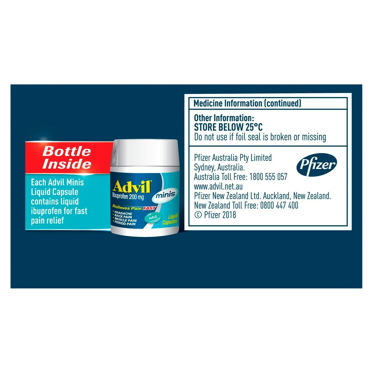 Advil Minis Liquid Capsules for Fast & Effective Pain Relief 200mg Ibuprofen 40 Pack