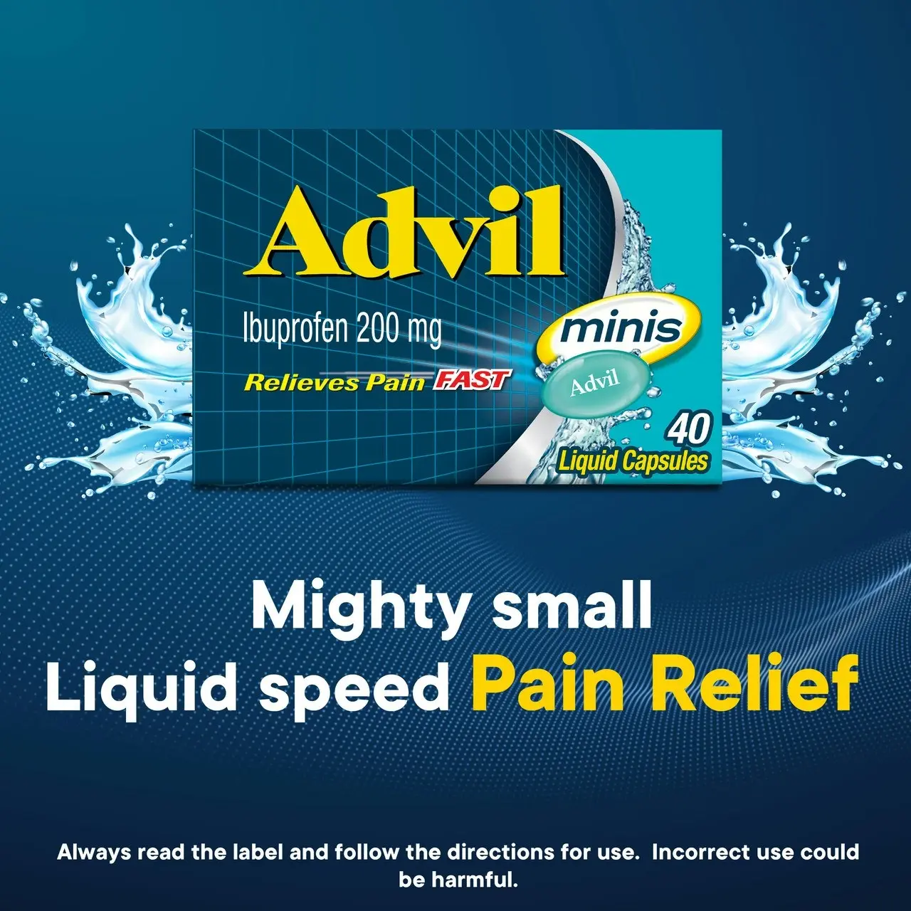 Advil Minis Liquid Capsules for Fast & Effective Pain Relief 200mg Ibuprofen 40 Pack