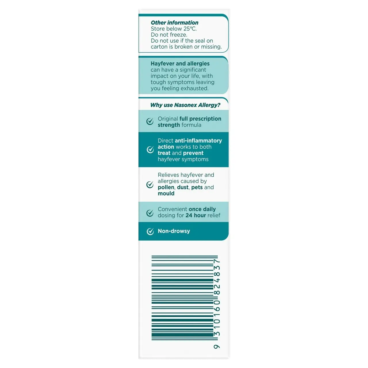 Nasonex Allergy Non-Drowsy 24 Hour Nasal Spray 65 sprays