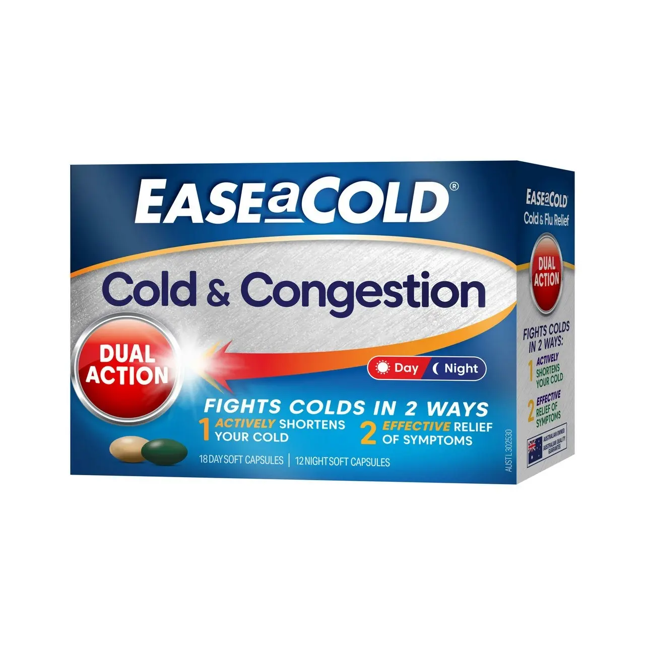 EASEaCOLD Cold & Congestion Day/Night 30 Soft Capsules