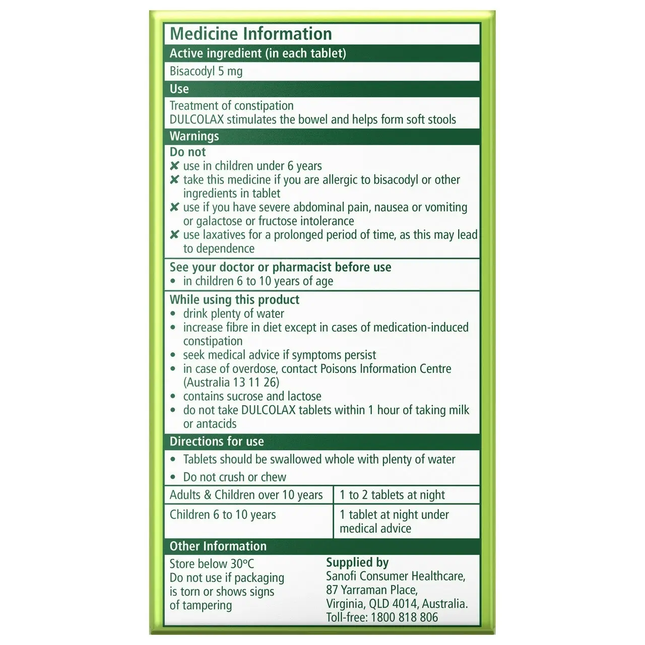 Dulcolax Tablets 50 Pack