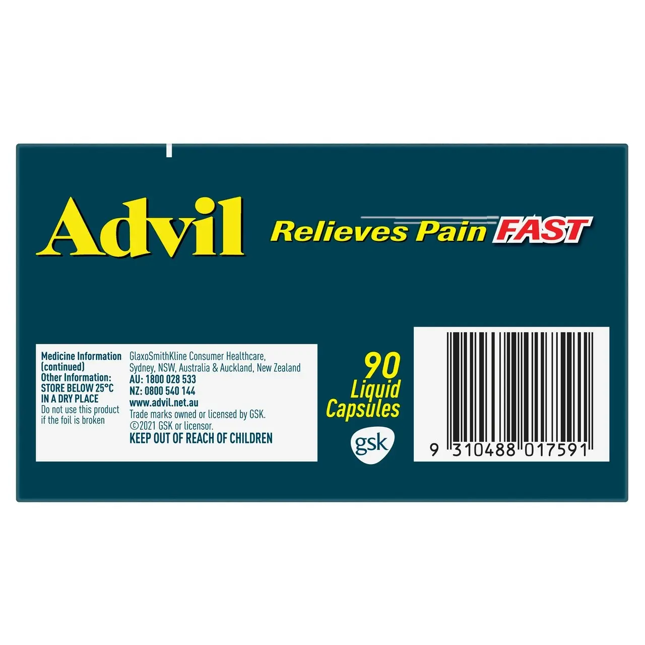 Advil Liquid Capsules for Fast & Effective Pain Relief with Liquid Speed 90 Pack