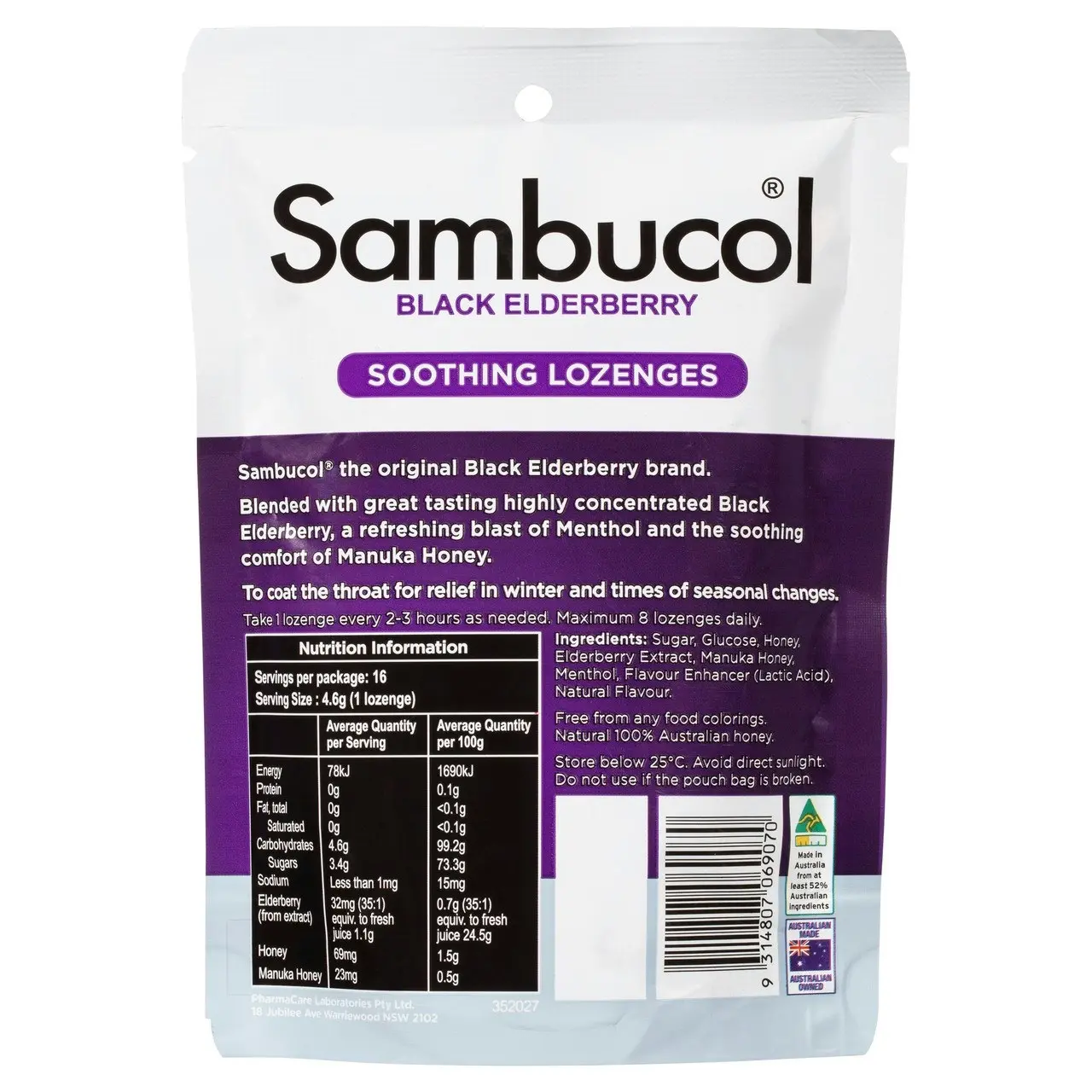 Sambucol Soothing Nose & Throat Lozenge 16 Pack