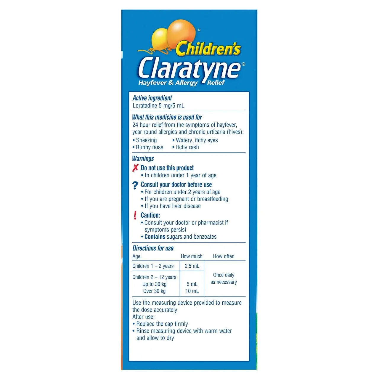 Children's CLARATYNE Allergy & Hayfever Relief Syrup Peach Flavour 150mL