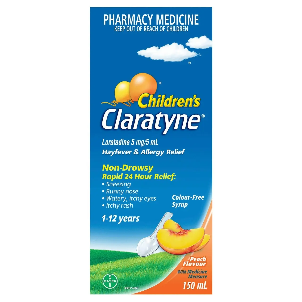 Children's CLARATYNE Allergy & Hayfever Relief Syrup Peach Flavour 150mL