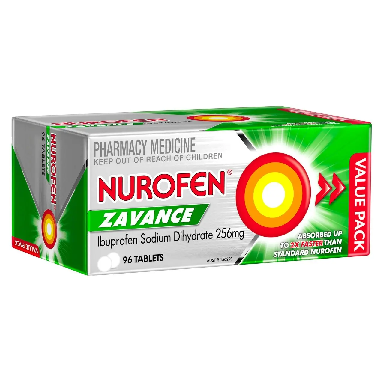 Nurofen Zavance Fast Pain Relief Tablets 256mg Ibuprofen 96 value pack