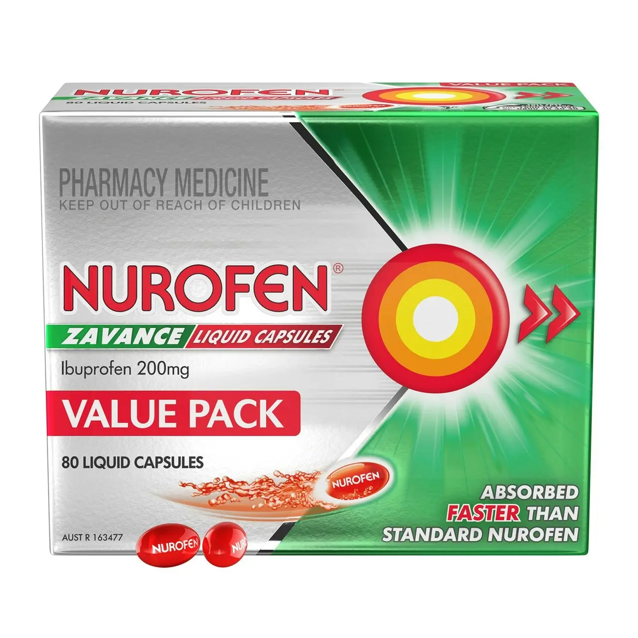 Nurofen Zavance Fast Pain Relief Liquid Capsules 200mg Ibuprofen 80 Value Pack