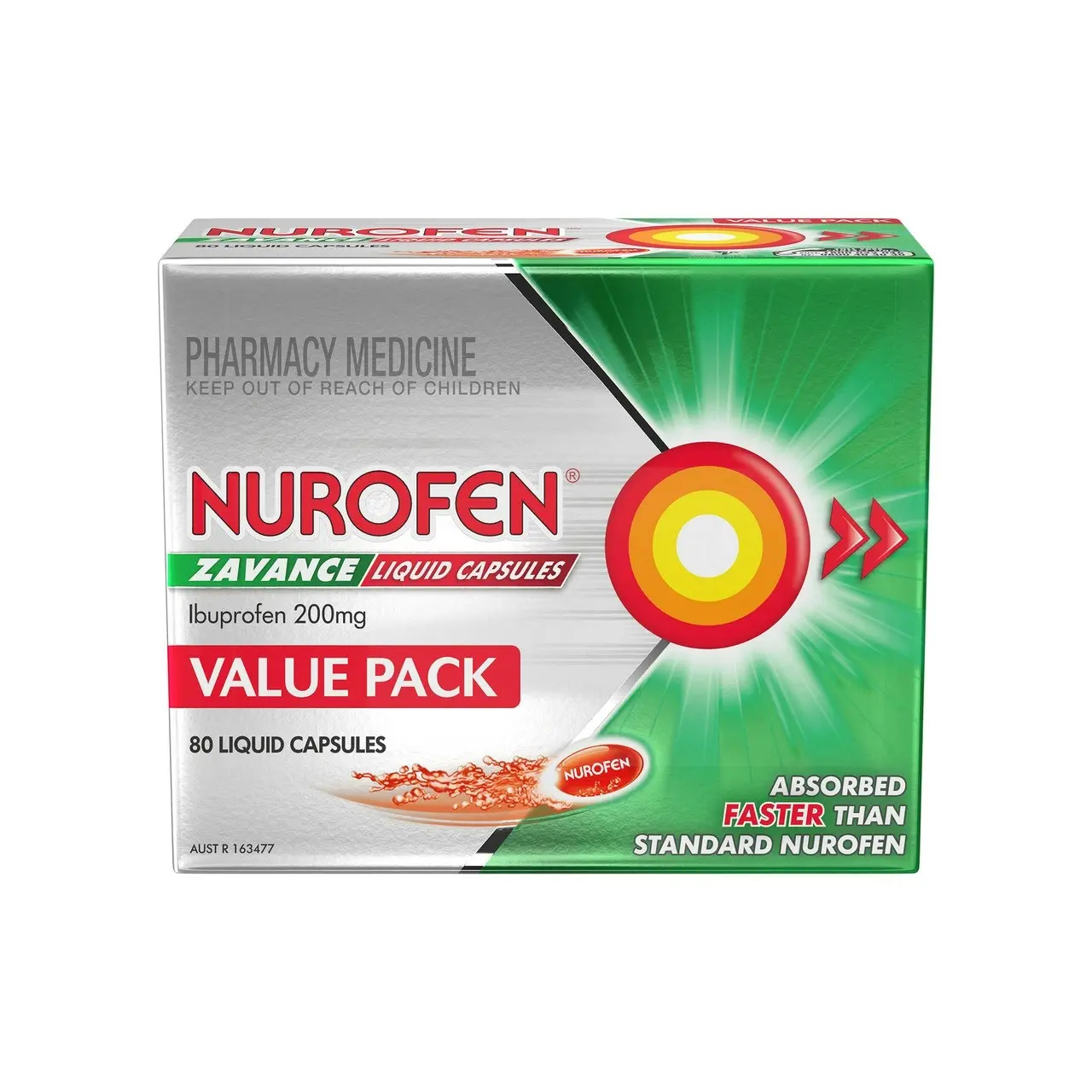 Nurofen Zavance Fast Pain Relief Liquid Capsules 200mg Ibuprofen 80 Value Pack