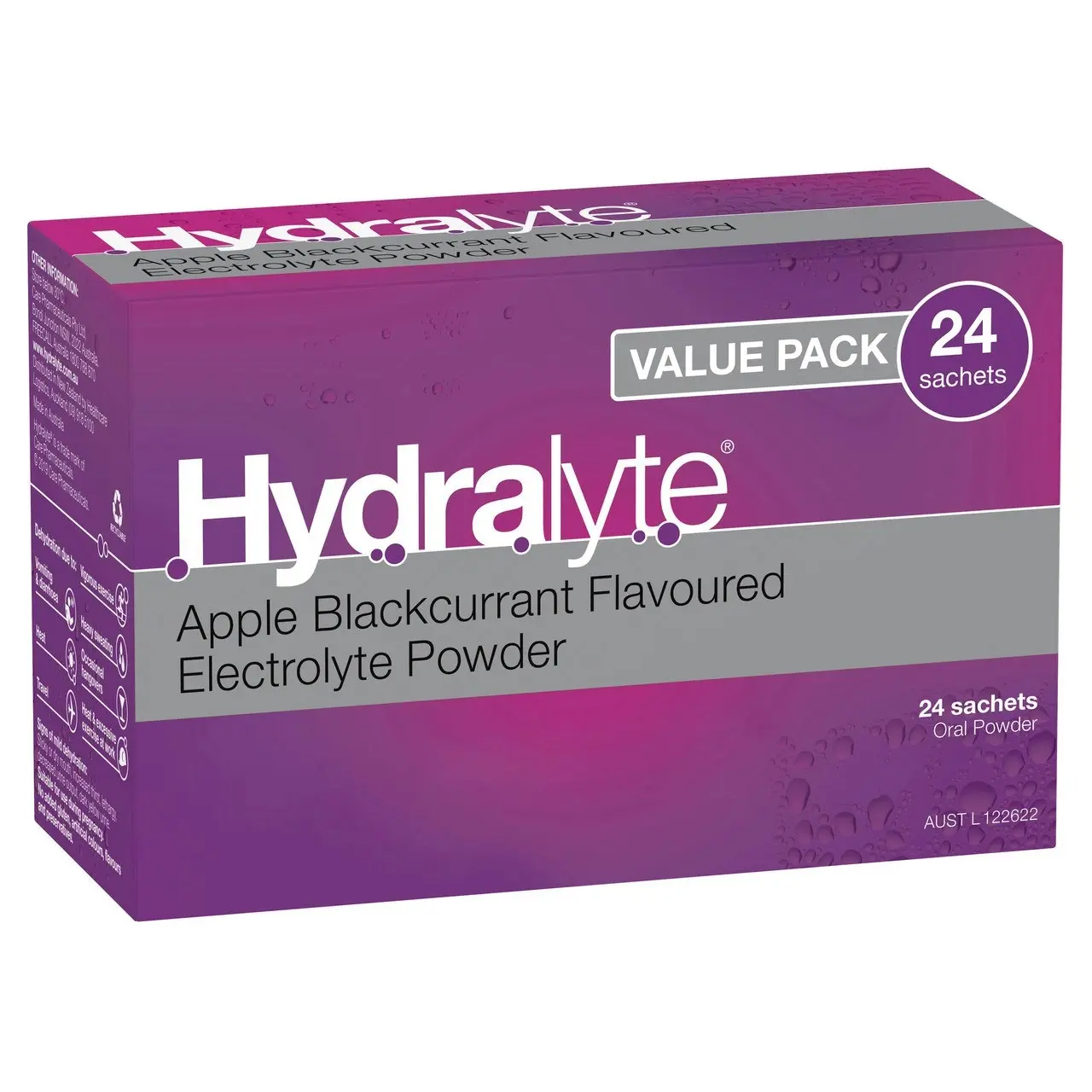 Hydralyte Electrolyte Powder Apple Blackcurrant Flavoured 24 Pack