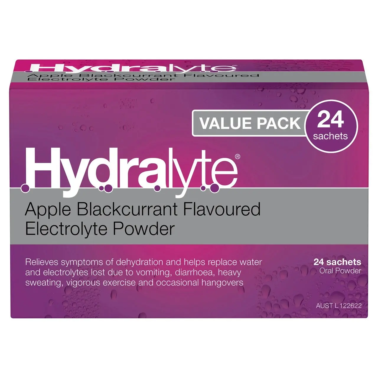 Hydralyte Electrolyte Powder Apple Blackcurrant Flavoured 24 Pack