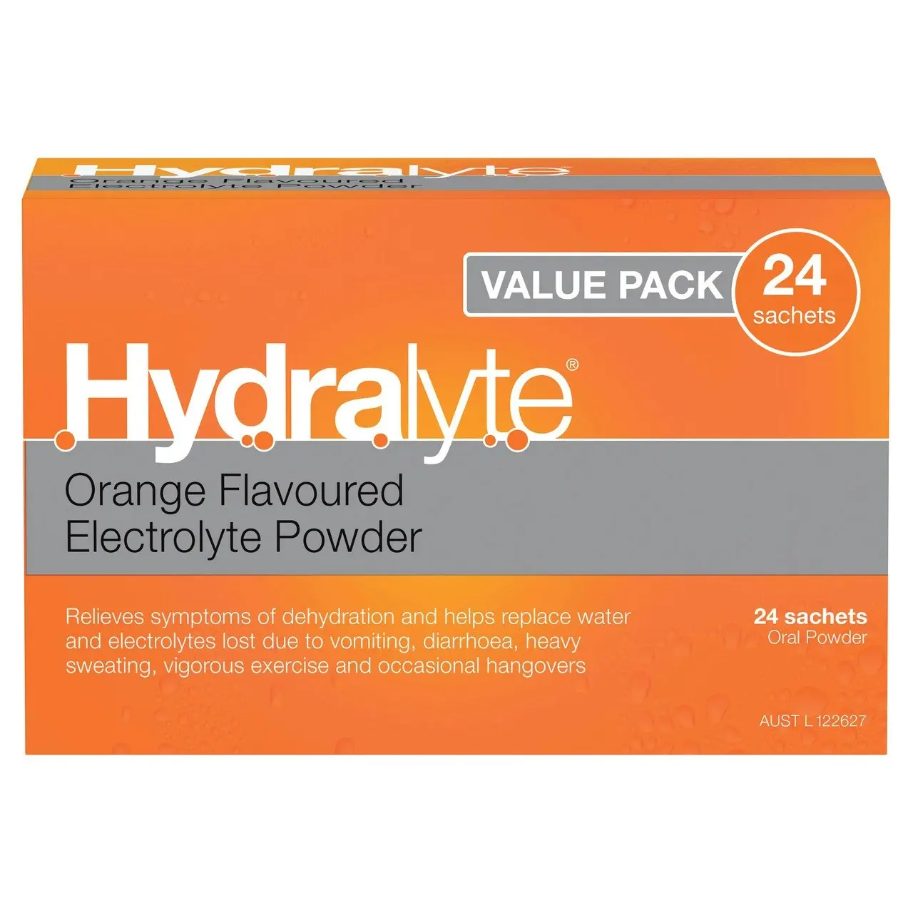 Hydralyte Electrolyte Powder Orange Flavoured 24 pack