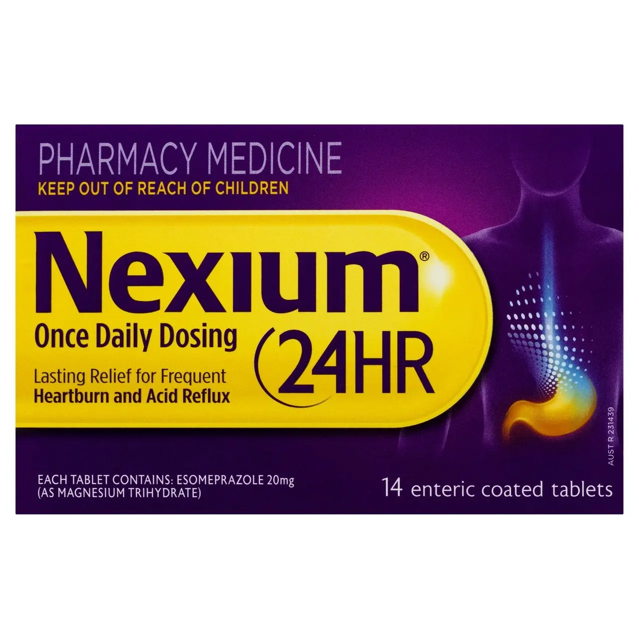 Nexium 24HR Once Daily Dosing 14 enteric coated tablets