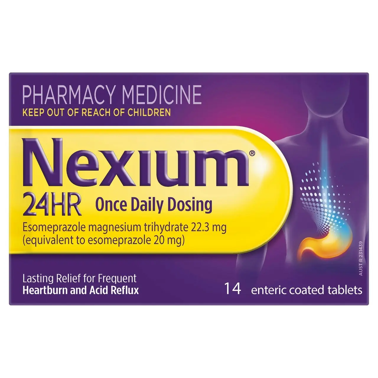 Nexium 24HR Once Daily Dosing 14 enteric coated tablets