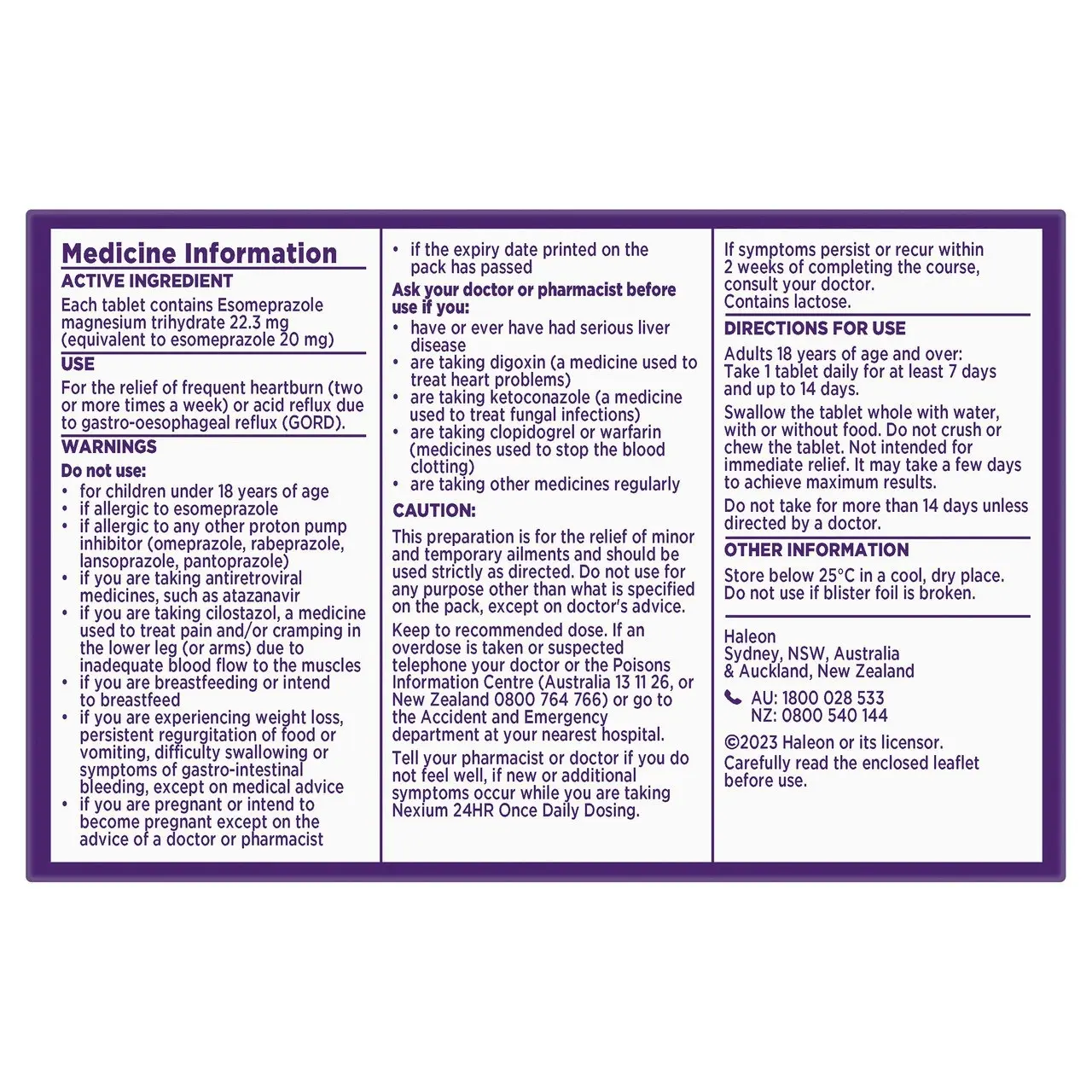 Nexium 24HR Once Daily Dosing 14 enteric coated tablets