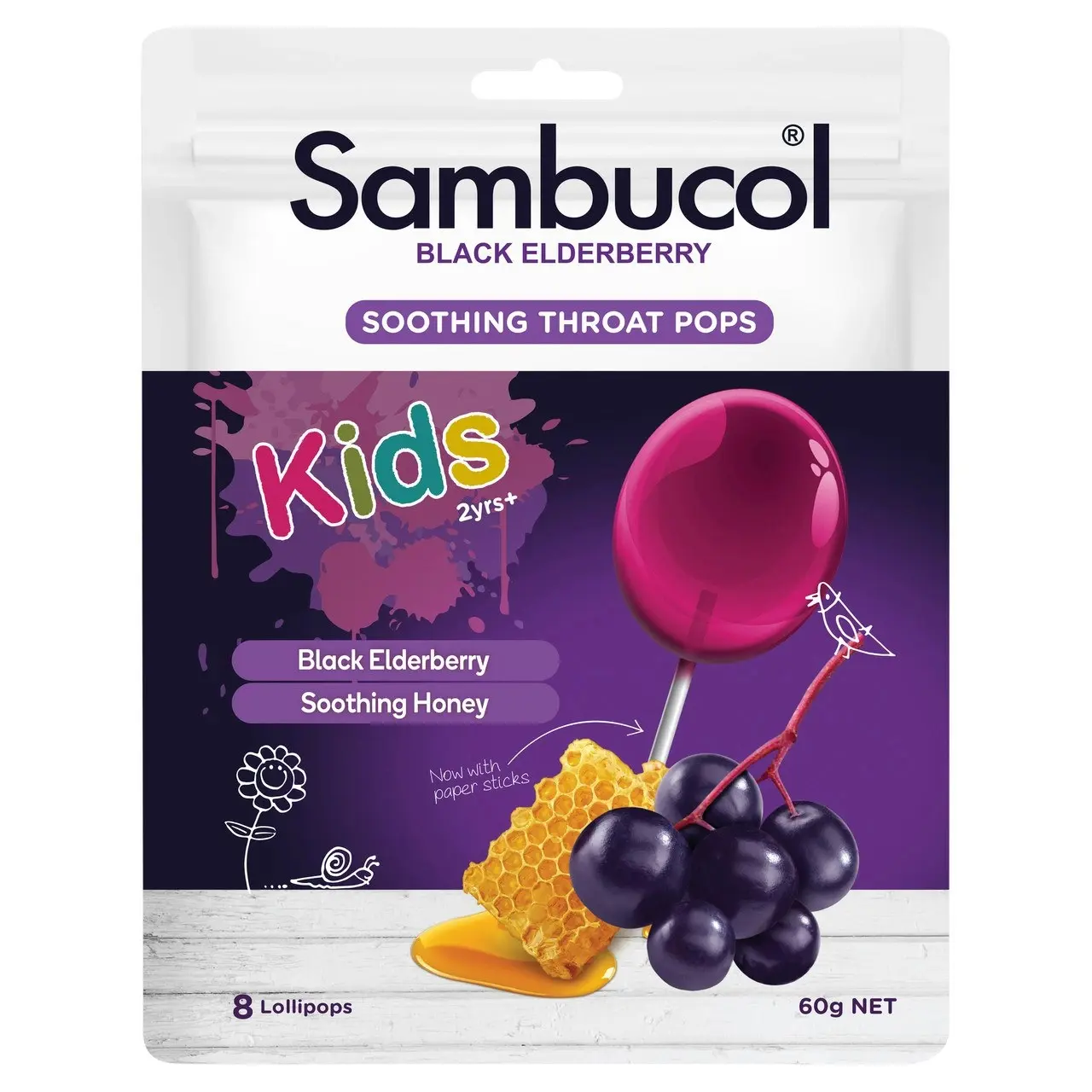 Sambucol Black Elderberry Soothing Throat Pops 8s