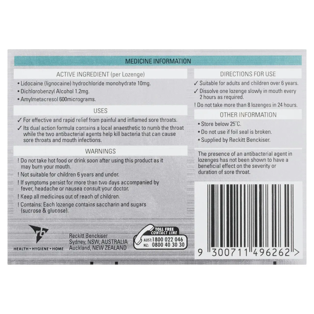 Strepsils Anaesthetic Lozenges Menthol 16 Pack