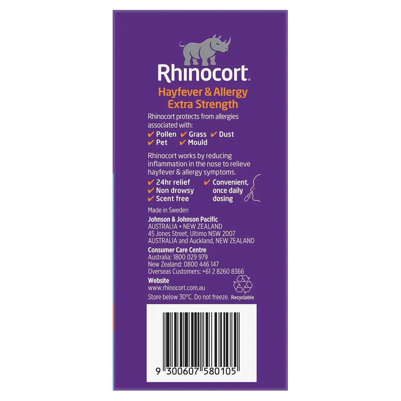 Rhinocort Extra Strength Non-Drowsy 24 Hour Hayfever & Allergy Relief Nasal Spray Twin Pack 2 x 120 Sprays