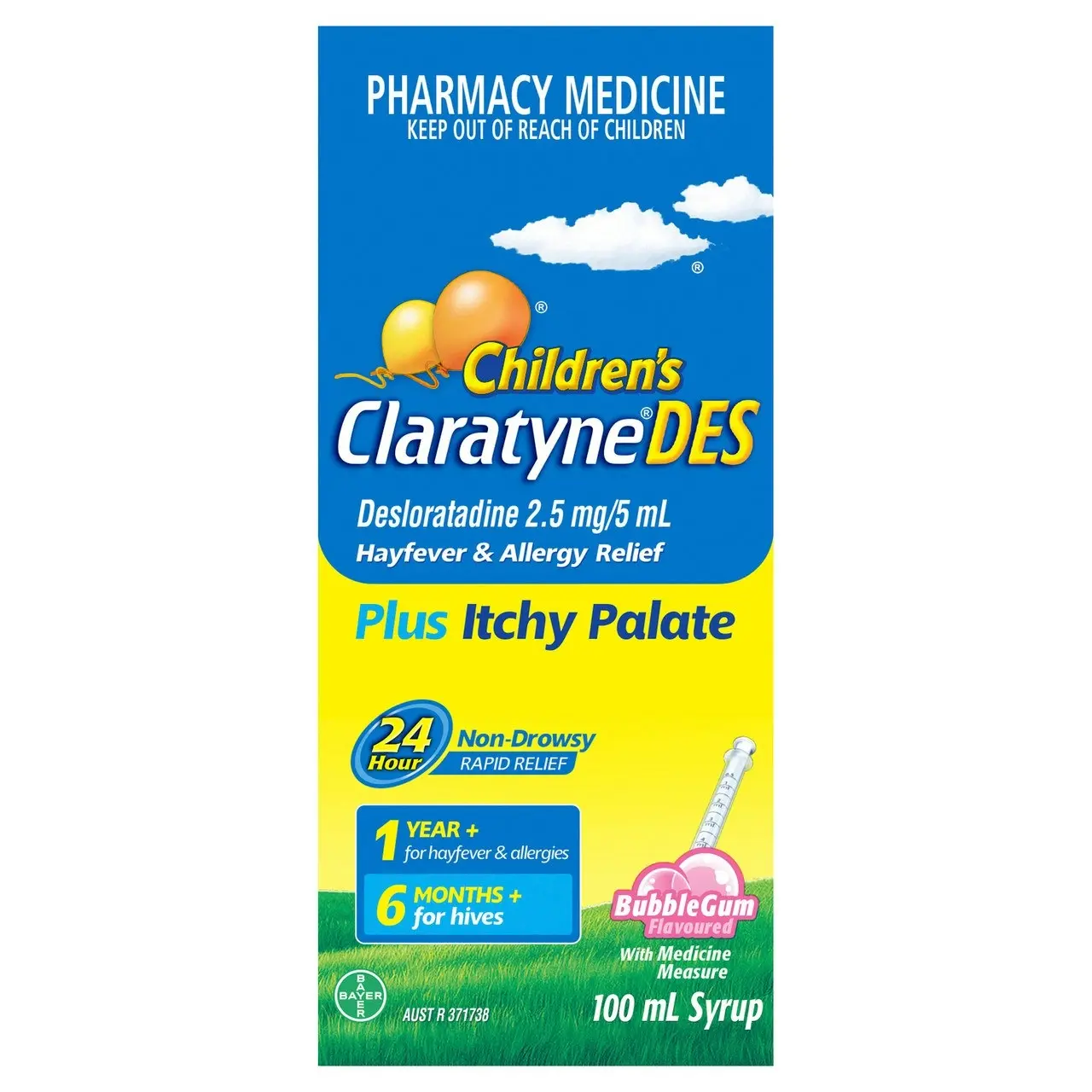 Children's ClaratyneDES Hayfever & Allergy Relief Bubblegum Syrup for Kids 100mL