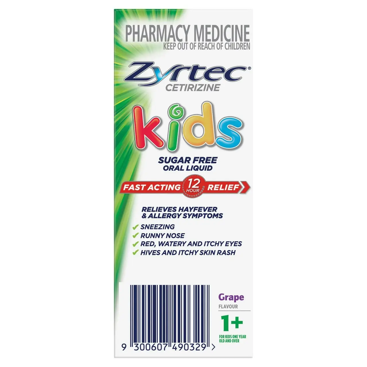 Zyrtec Kids Allergy & Hayfever Relief Antihistamine Grape Liquid 120mL