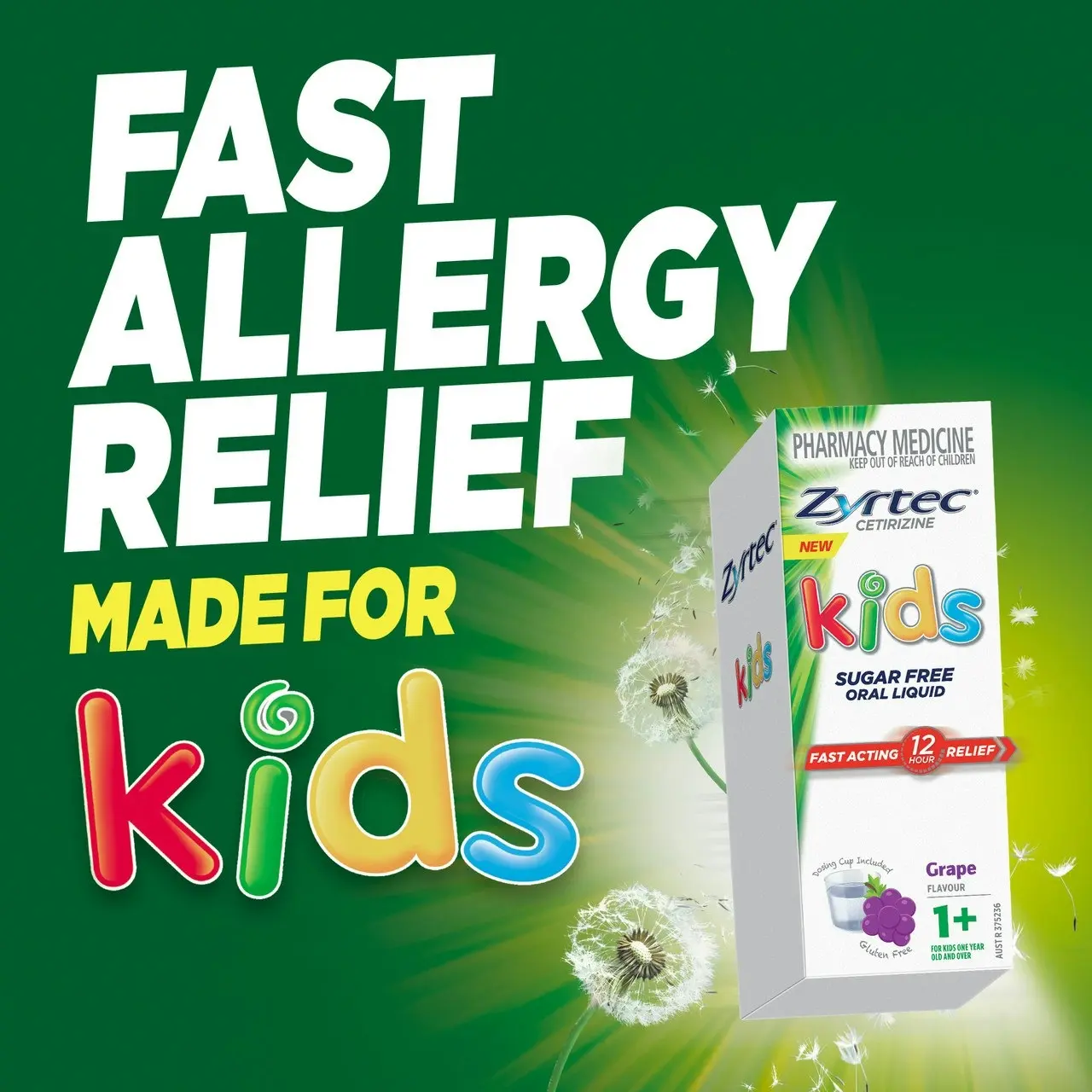 Zyrtec Kids Allergy & Hayfever Relief Antihistamine Grape Liquid 120mL